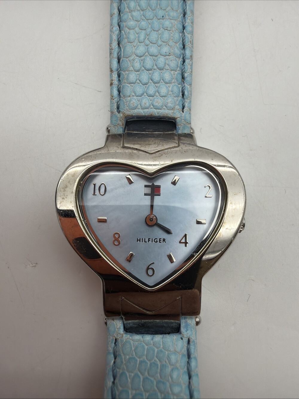 Tommy Hilfiger Women's Silvertone Mother Of Pearl Heart Shaped Watch T00180